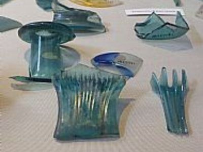 A selection of blue Roman Glass Vessels